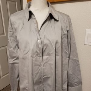 Plus Size Long Sleeve Grey Button Down